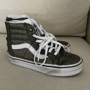 Gold glitter vans high tops